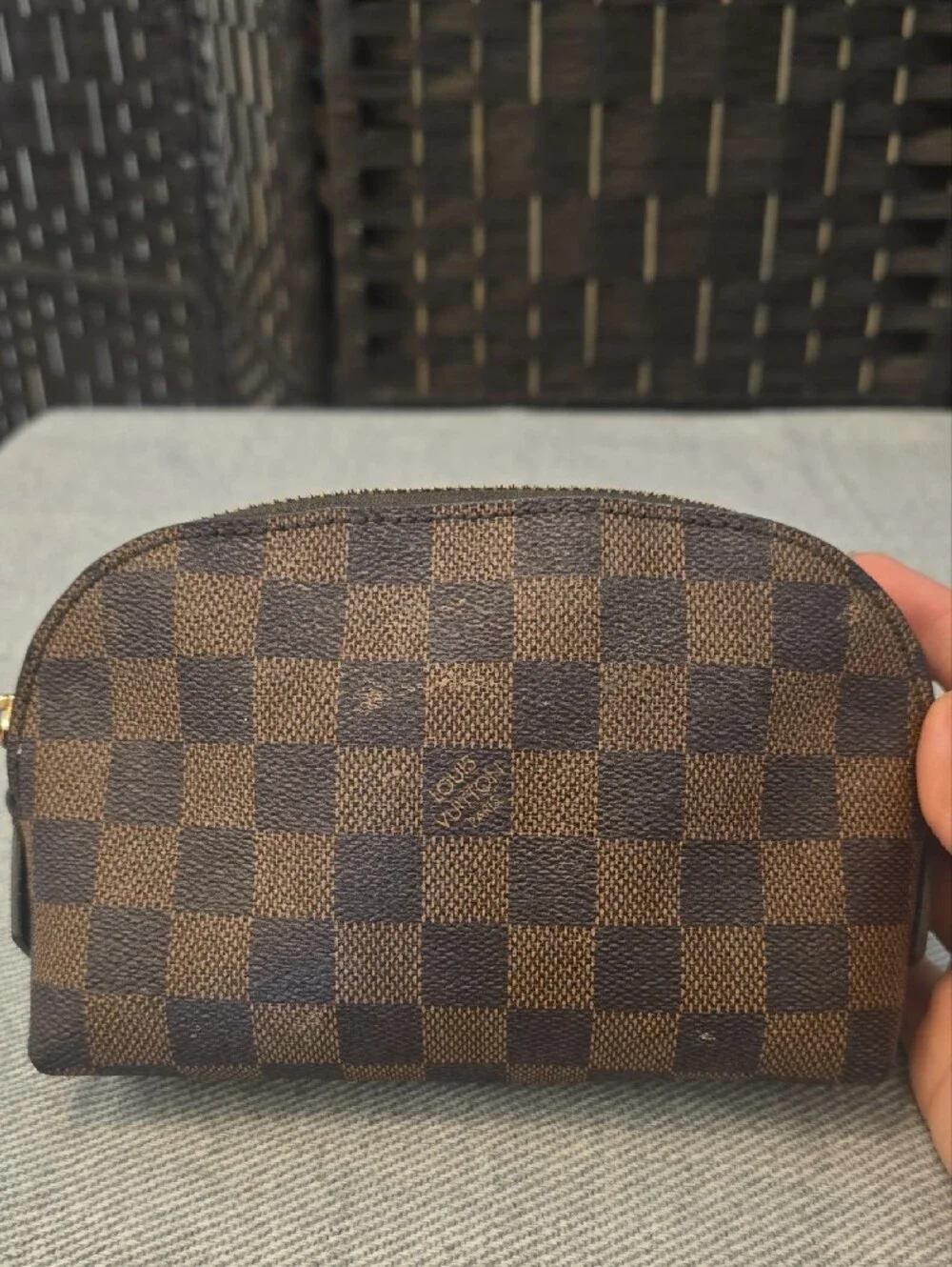 Louis Vuitton Damier Ebene Cosmetic Pouch PM (AS IS / Read Description)